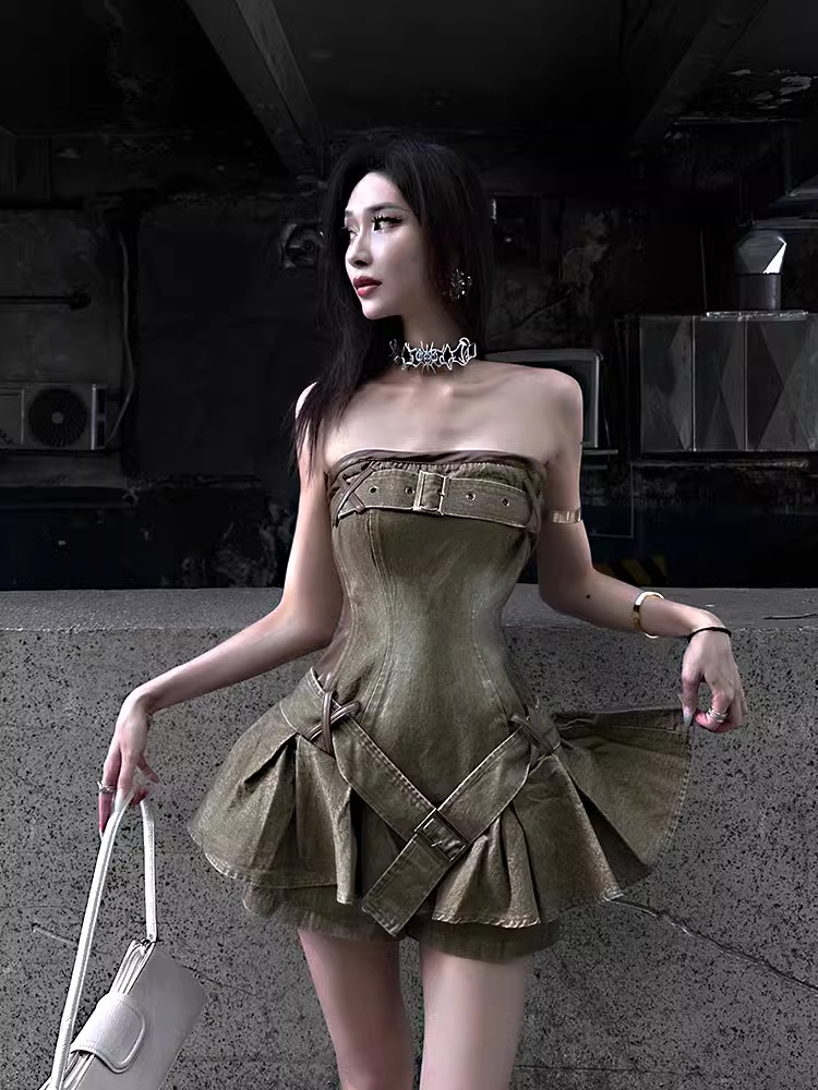 Strapless A-line Short Dress   YM1350