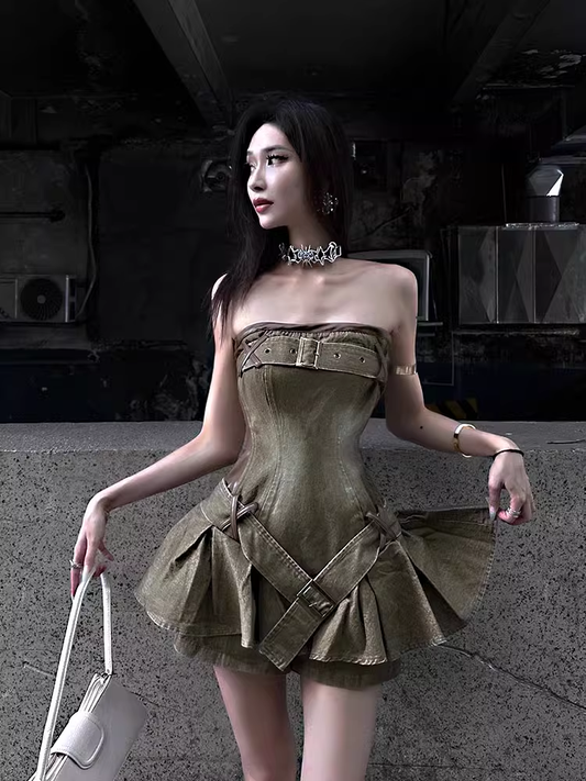 Strapless A-line Short Dress   YM1350