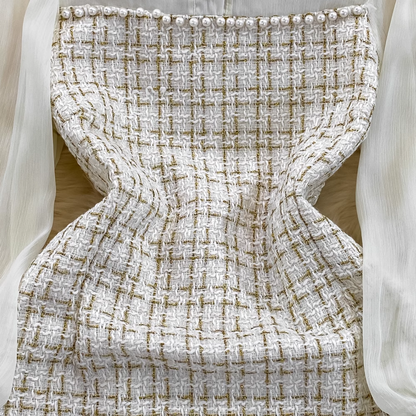 Stitching tweed waist A-line dress for women,vocation dress YM233, YM233