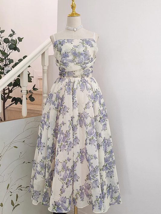 New Arrival Hepburn Style Floral A Line Pleated Party Dress YM2099