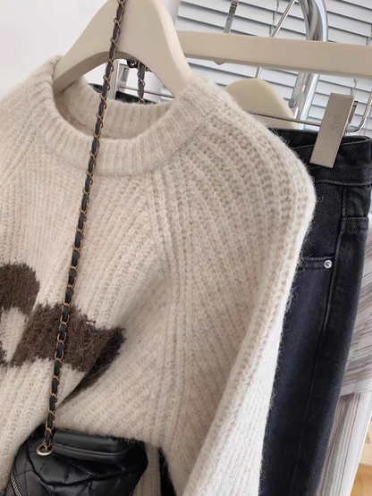 Mid-length Sweater Thickened European Style Loose And Lazy Style YM1858