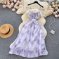 Smudge printing strap dress female seaside vacation chiffon beach skirt YM393