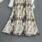 Summer retro design halterneck off-shoulder loose sleeveless a-line smudged suspender dress YM951