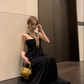 Gorgeous Halter Sleeveless Black Long Party Dress Birthday Dress YM1819