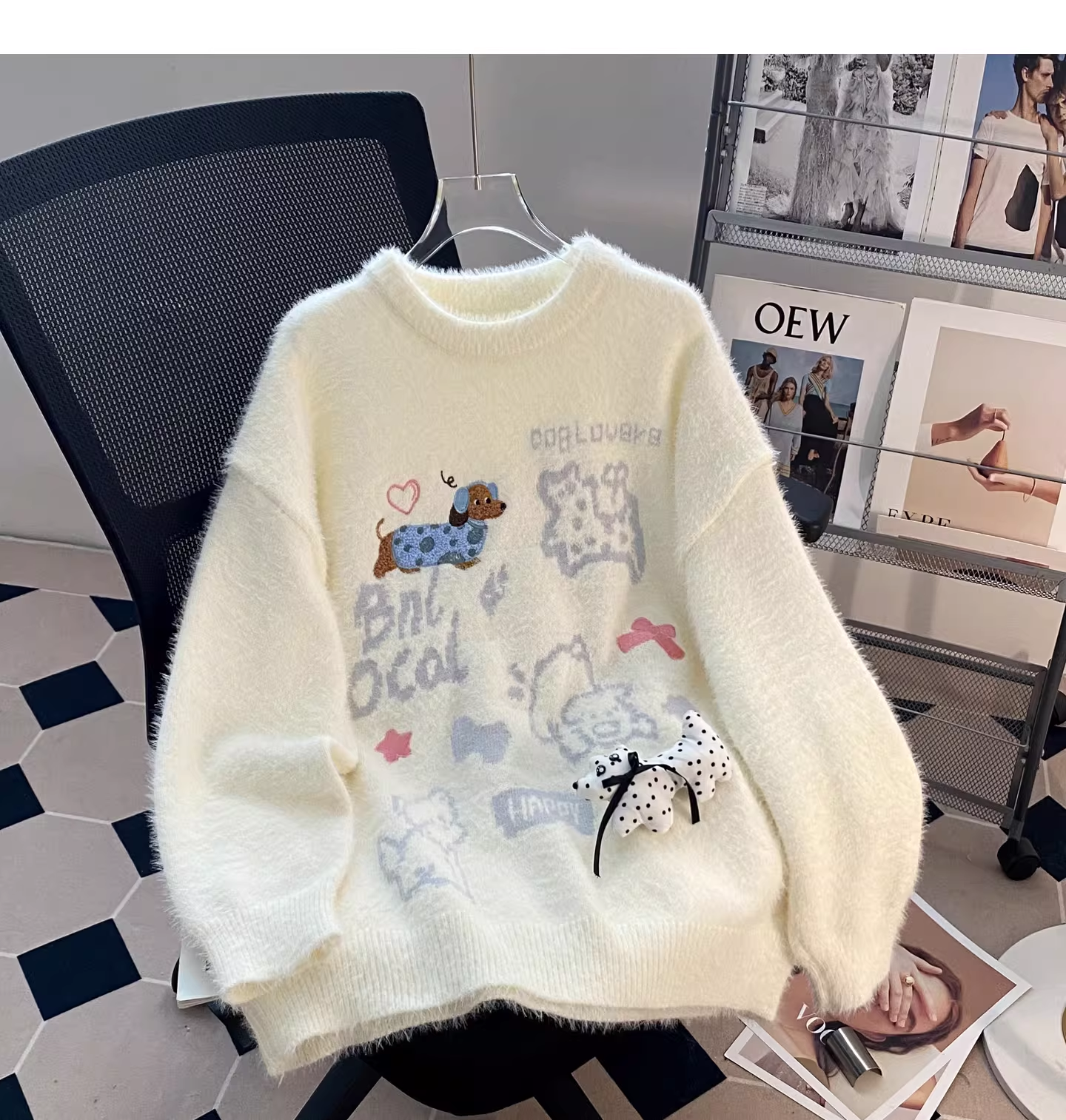 Sweet White Preppy Style Soft And Loose Sweater YM2452
