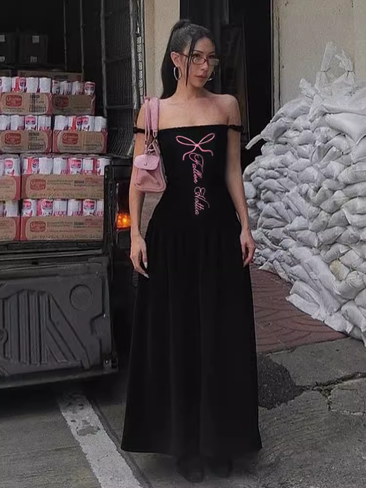 Off the shoulder long dress    YM1355