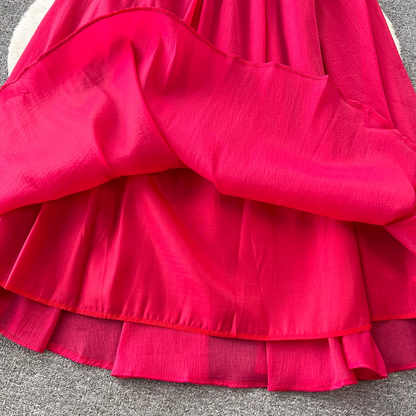 Red A-line Summer Dress  YM327
