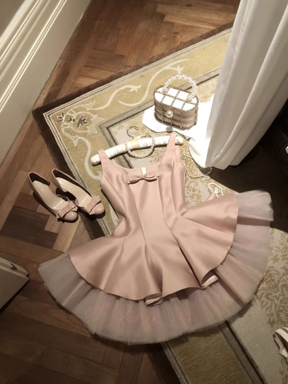 Sweet Pink Satin A Line Short Birthday Dress Homecoming Dress YM2068