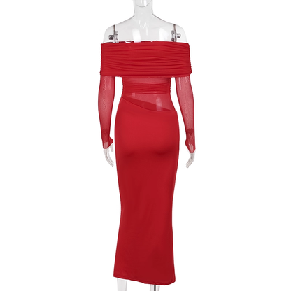 One Shoulder Red Sexy Sheath Holiday Dress Long Birthday Dress YM2275