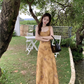 women's summer oil painting printed suspender dress YM1181
