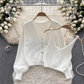 Fashion plush suit autumn and winter camisole + cardigan jacket sweater suit YM538