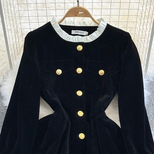 Autumn and winter fashionable velvet vocation dress YM906