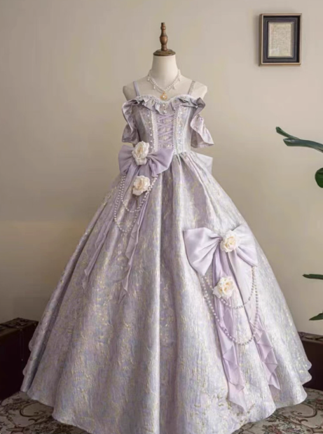 Charming Purple Spaghetti Straps Evening Dress Lolita Princess Dress YM2147