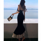 Black suspender backless mermaid dress YM1251