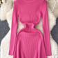 Solid color knitted dress women's autumn and winter half turtleneck tight dress YM514