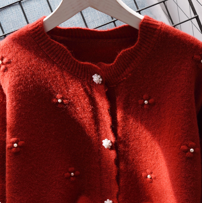 Red Small Fresh Sweater Jacket Short Knitted Cardigan YM2359