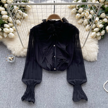 women's chiffon bell sleeve blouses YM609