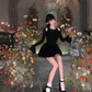 New Style Birthday Date Dress Off-shoulder Long-Sleeved Black Prom Dress YM1978