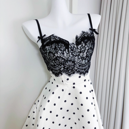Simple Spaghetti Straps Satin Lace A Line Short Party Dress Vacation Dress YM2074