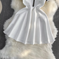 Retro short-sleeved contrasting color POLO collar A-line fluffy dress YM281