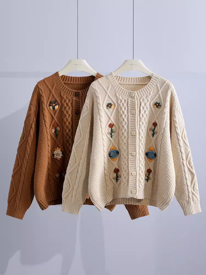 women's embroidered twist sweater jacket YM642