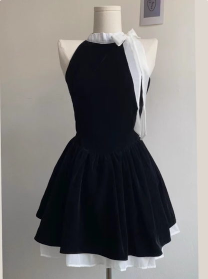 Elegant Sleeveless Black A Line Mini Holiday Dress Birthday Dress  YM2124