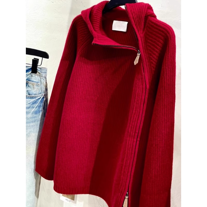 New Red Loose Lazy Turtleneck Sweater YM1876