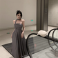 Gray strapless dress YM1917