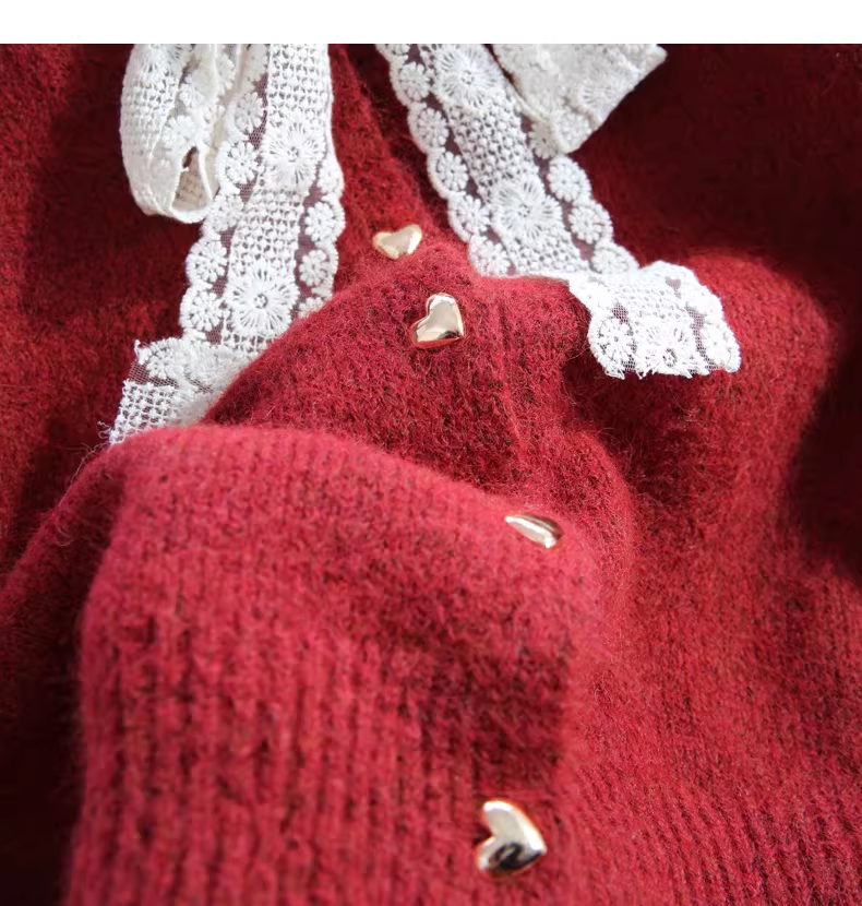 Apricot Lace-up Cardigan Sweater, Soft And Cozy Knit Sweater YM2427