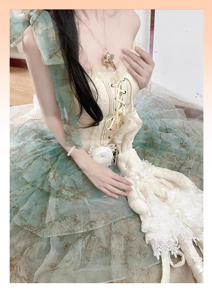 Beautiful Green Layered Tulle Birthday Party Dress Lolita Princess Dress YM2139