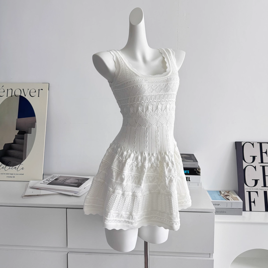 Simple White  A Line Sleeveless Vacation Dress Mini Party Gown YM2076
