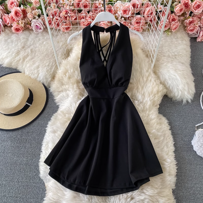 V-neck halterneck seaside vacation dress YM595