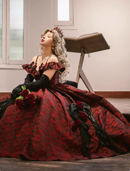 Elegant Burgundy Lolita Dress Birthday Party Dress YM2160