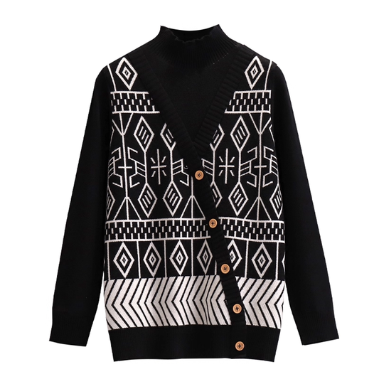 Retro Black Half Turtleneck Sweater Autumn Fake Two-Piece Bottoming Knitted Sweater YM2297