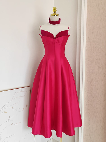 Classy Satin Velvet Stitching A Line Party Dress Black Birthday Dress YM2105