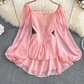 women's square neck chiffon dress,YM191