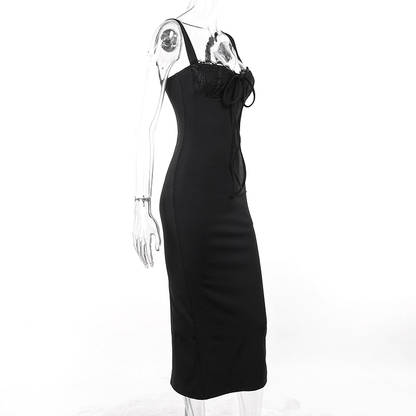 Simple White Lace Sweetheart Neck Sheath Long Birthday Dress Women's Holiday Dress  YM2277