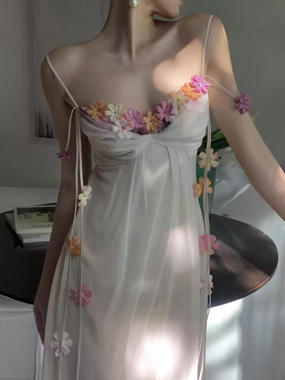 Elegant Fashion Tulle Floral Beach Party Long Dresses for Women Summer New Boho Dress YM1757