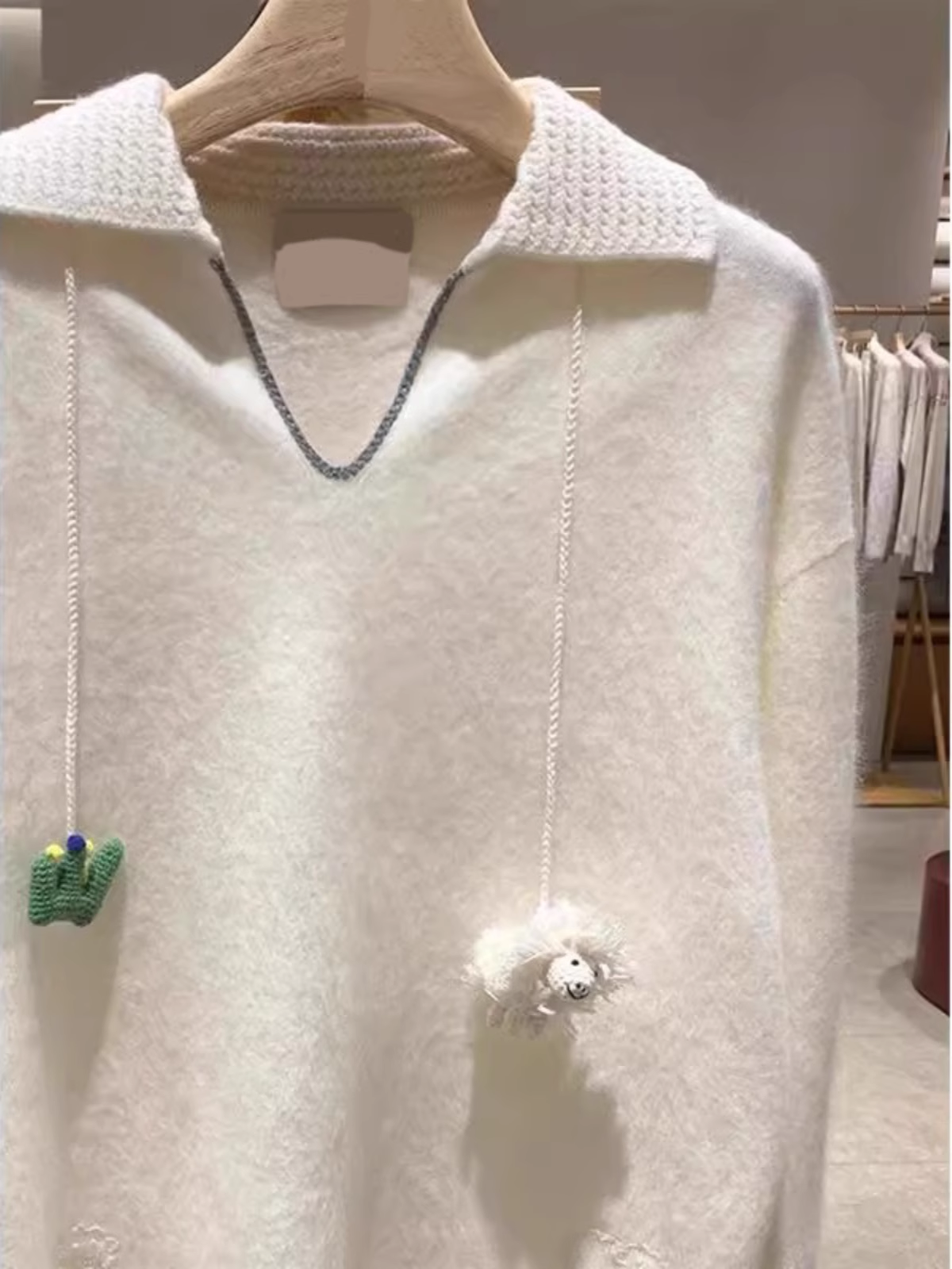 White Korean Retro Loose Sweater YM1854