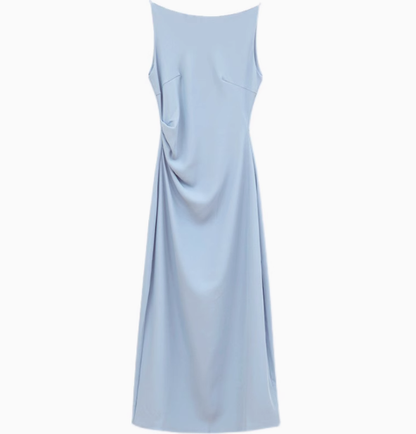 Retro one shoulder dress sleeveless suspender long party birthday dress YM1942