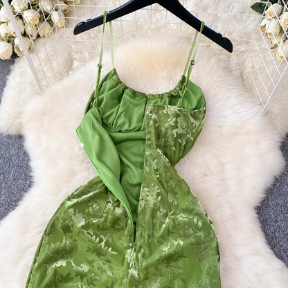 Chic Green/Black Midi-length Dress  YM619