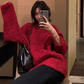 Christmas Red Sweater Thick Pullover Bright Silk Knitted Sweater YM1809