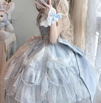 Cute Blue Birthday Party Dress Lolita Princess Dress YM2142