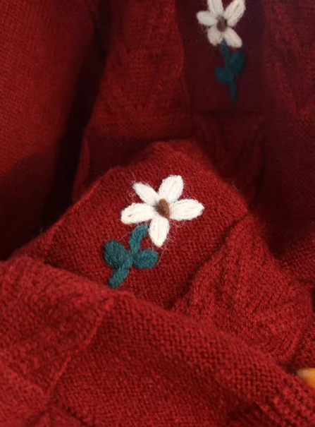 Retro Red Horn Button Sweater Cardigan YM2443