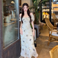 Women's summer retro butterfly print puff sleeve dress YM1186
