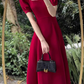 women's red square collar dress YM1549