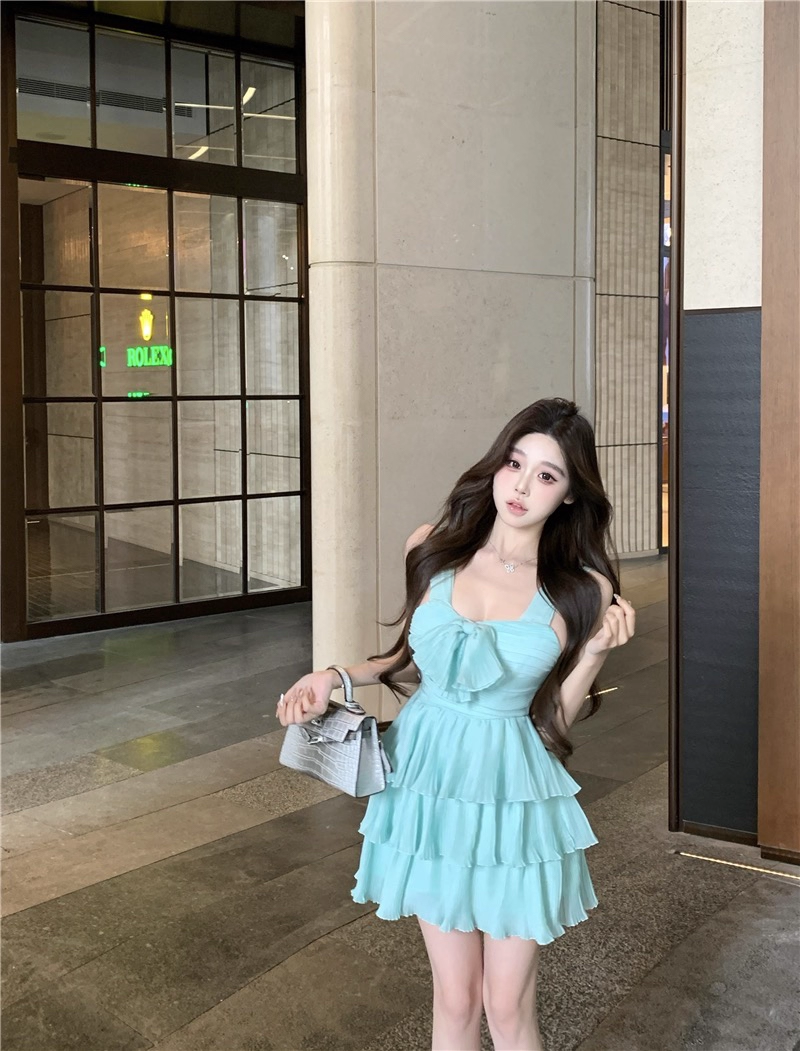 Mint Green Chiffon A Line Vacation Dress Short Birthday Dress Women Dress YM2180