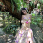 Classy Straps Print Floral Mermaid Prom Dress Long Party Dress YM1989