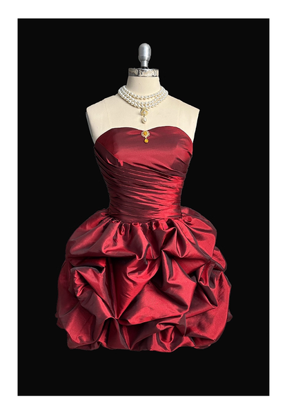 Blue Bubble Birthday Party Dress Strapless Short Evening Dress YM2306