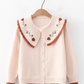 Lace big doll collar embroidered sweater women's autumn and winter knitted cardigan jacket YM779